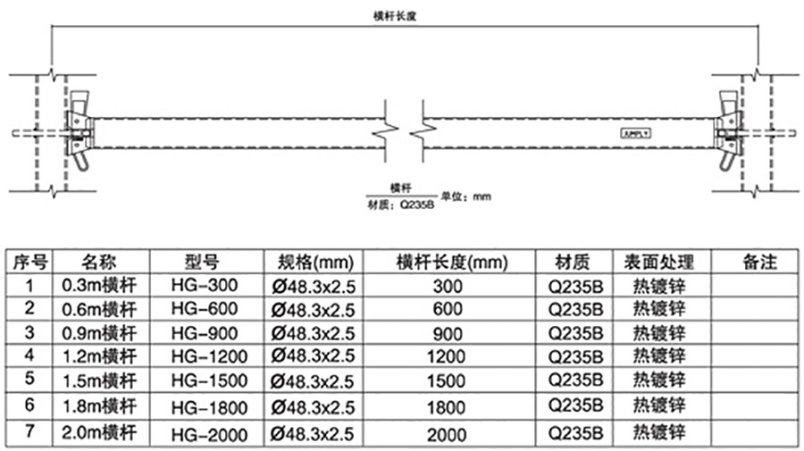 水平横杆